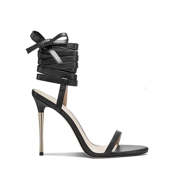 FEMME LA Athena Lace Up Sandal in Black - Picture 1 of 12